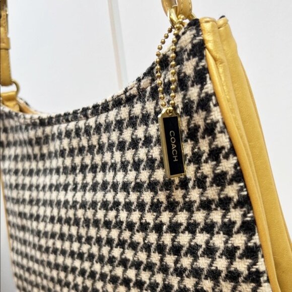 Coach Classic Wool Houndstooth Leather Shoulder Bag 8161 - Picture 4 of 16